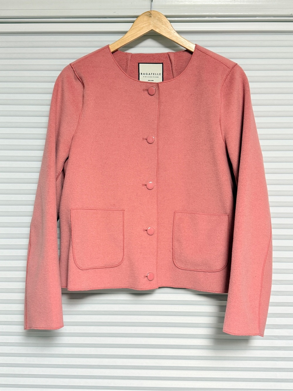 bagatelle Dusty Rose Button-Front Collarless Blazer